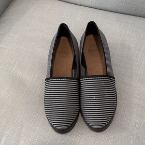 Striped Black and Gray Women's Slip-On Shoes